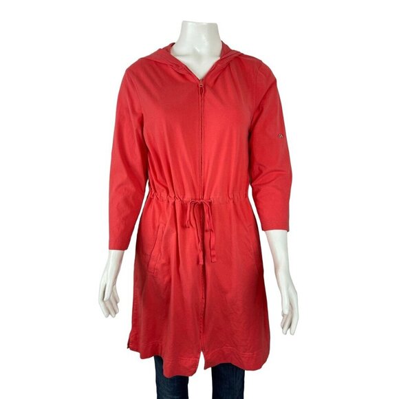 Lands' End Womens Jacket Medium 10 12 Full Zip Hooded Long Belted - Picture 4 of 9